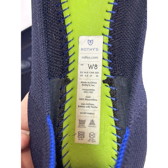 Rothy's The Square Toe Flats Navy Blue Size 8 Heel Stripe Accent Ballet Washable - Picture 12 of 14